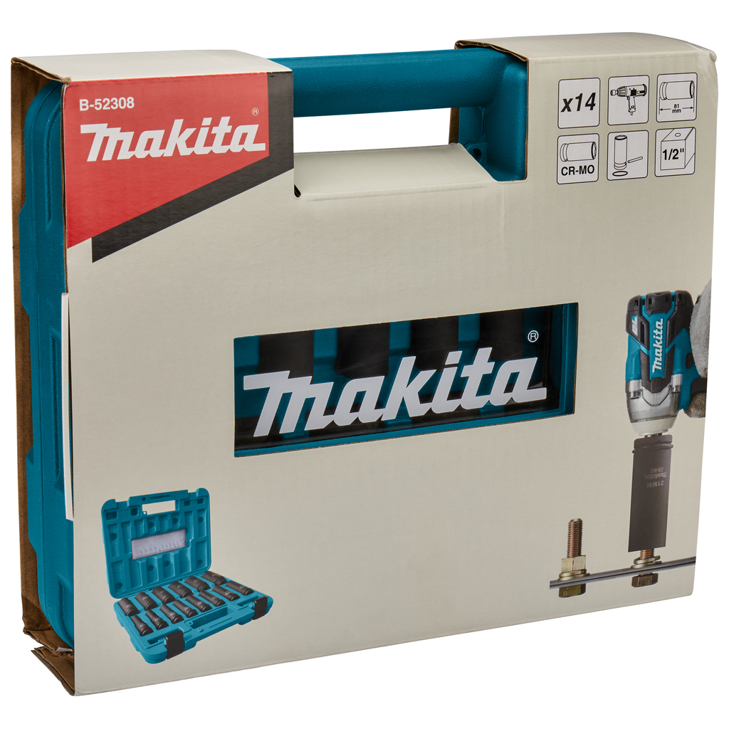 Smūginių sukimo antgalių komplektas Makita B-52308, 14 vnt., 1/2" 3 Smūginių sukimo antgalių komplektas Makita B-52308, 14 vnt., 1/2" 3
