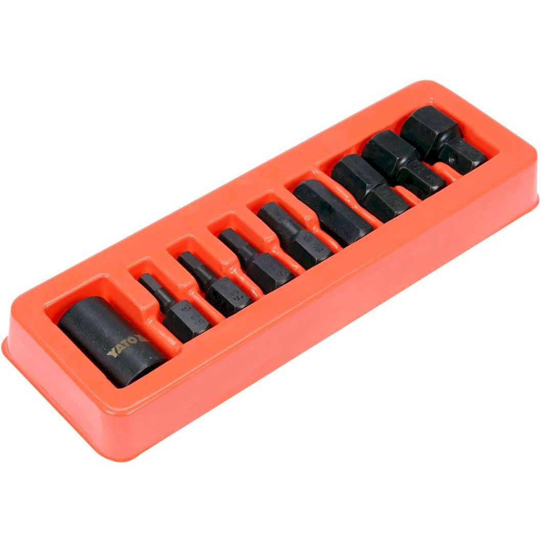 Smūginiai antgaliai | 12,5 mm (1/2") | hex šešiakampis | 6 - 19 mm | 9 vnt. (YT-10662) Smūginiai antgaliai | 12,5 mm (1/2") | hex šešiakampis | 6 - 19 mm | 9 vnt. (YT-10662)