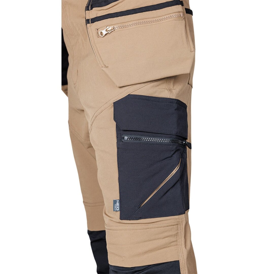 Smėlio/juodos, „Mix&Match“ darbo kelnės, 4 kryptimis tempiamos, dydis XS 6