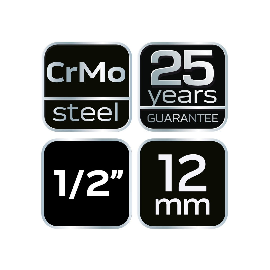 Smūginė galvutė 1/2'', 12 mm, Cr-Mo 8 Smūginė galvutė 1/2'', 12 mm, Cr-Mo 8