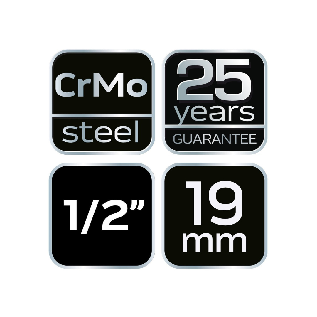 Smūginė galvutė 1/2'', 19 mm, Cr-Mo 8 Smūginė galvutė 1/2'', 19 mm, Cr-Mo 8