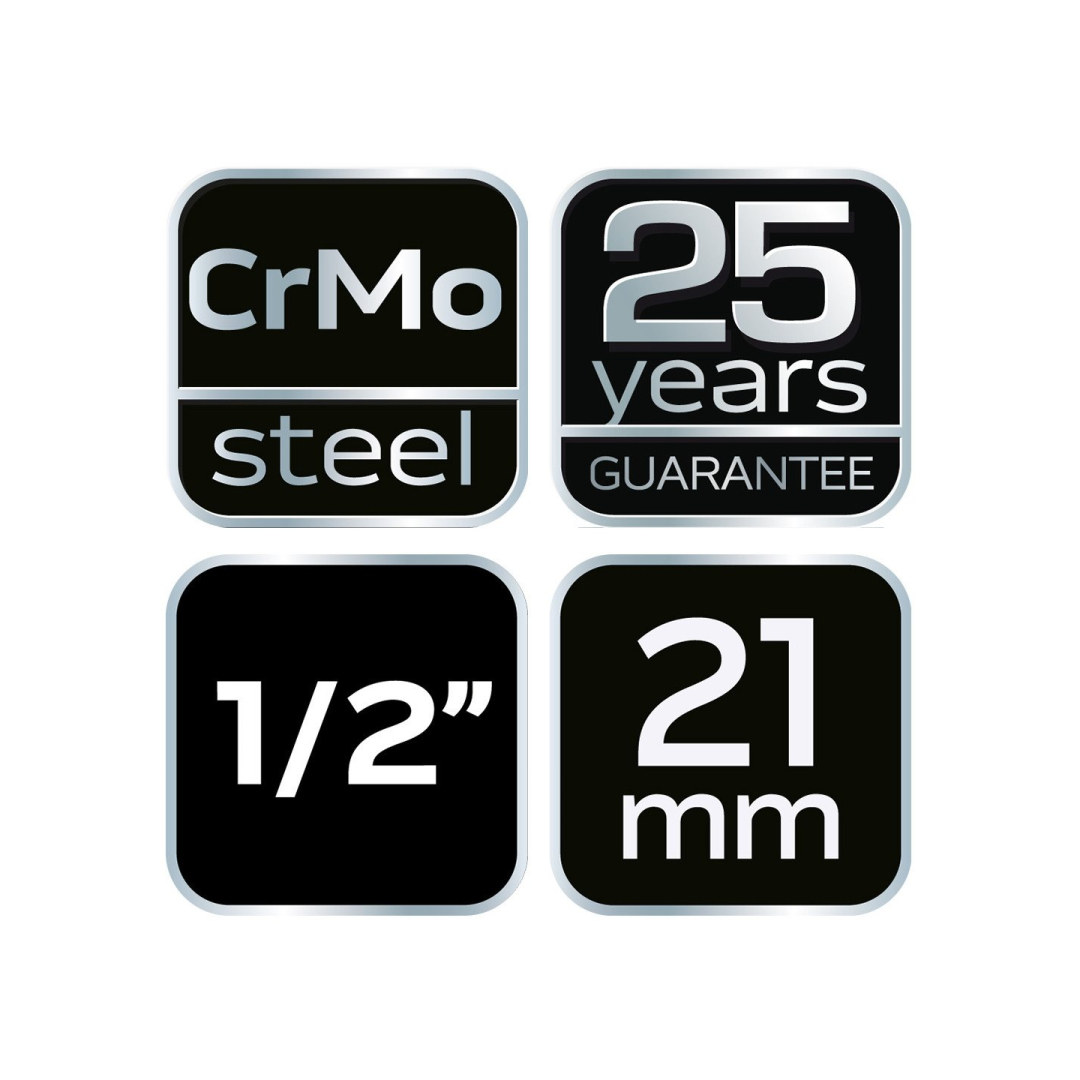 Smūginė galvutė 1/2'', 21 mm, Cr-Mo 8 Smūginė galvutė 1/2'', 21 mm, Cr-Mo 8