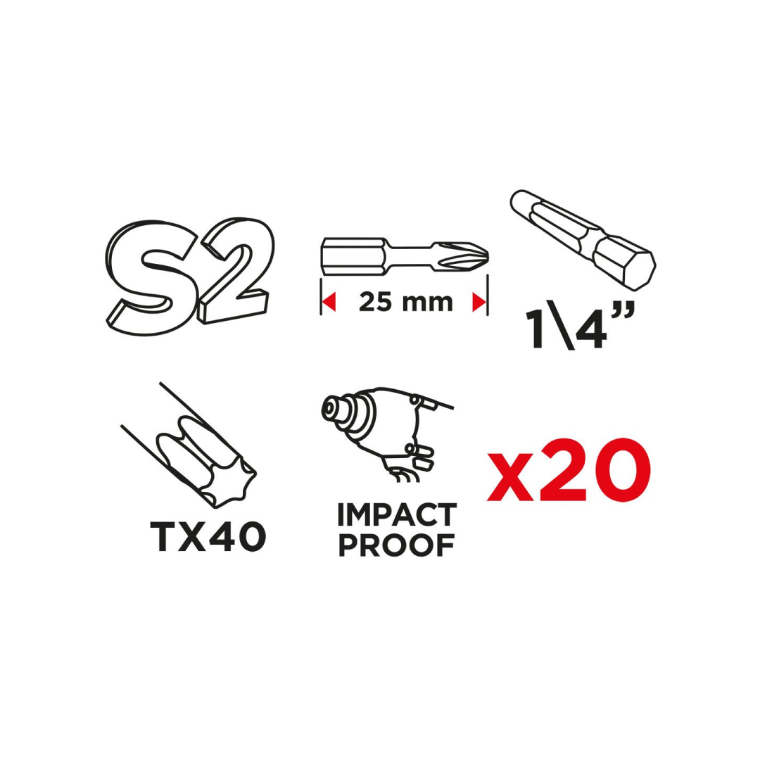 Smūginiai antgaliai TX40 x 25 mm, 20 vnt. 7