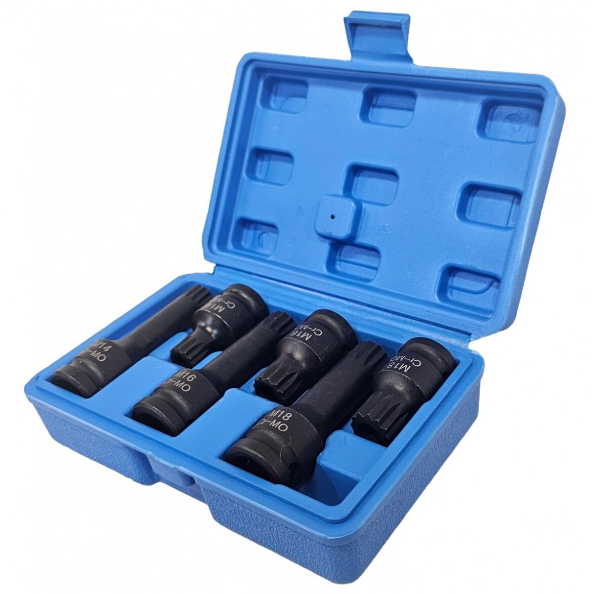 Smūginių antgalių rinkinys | su skyle | 12,5 mm (1/2") | Spline (XZN) | 6 vnt. (S1121)