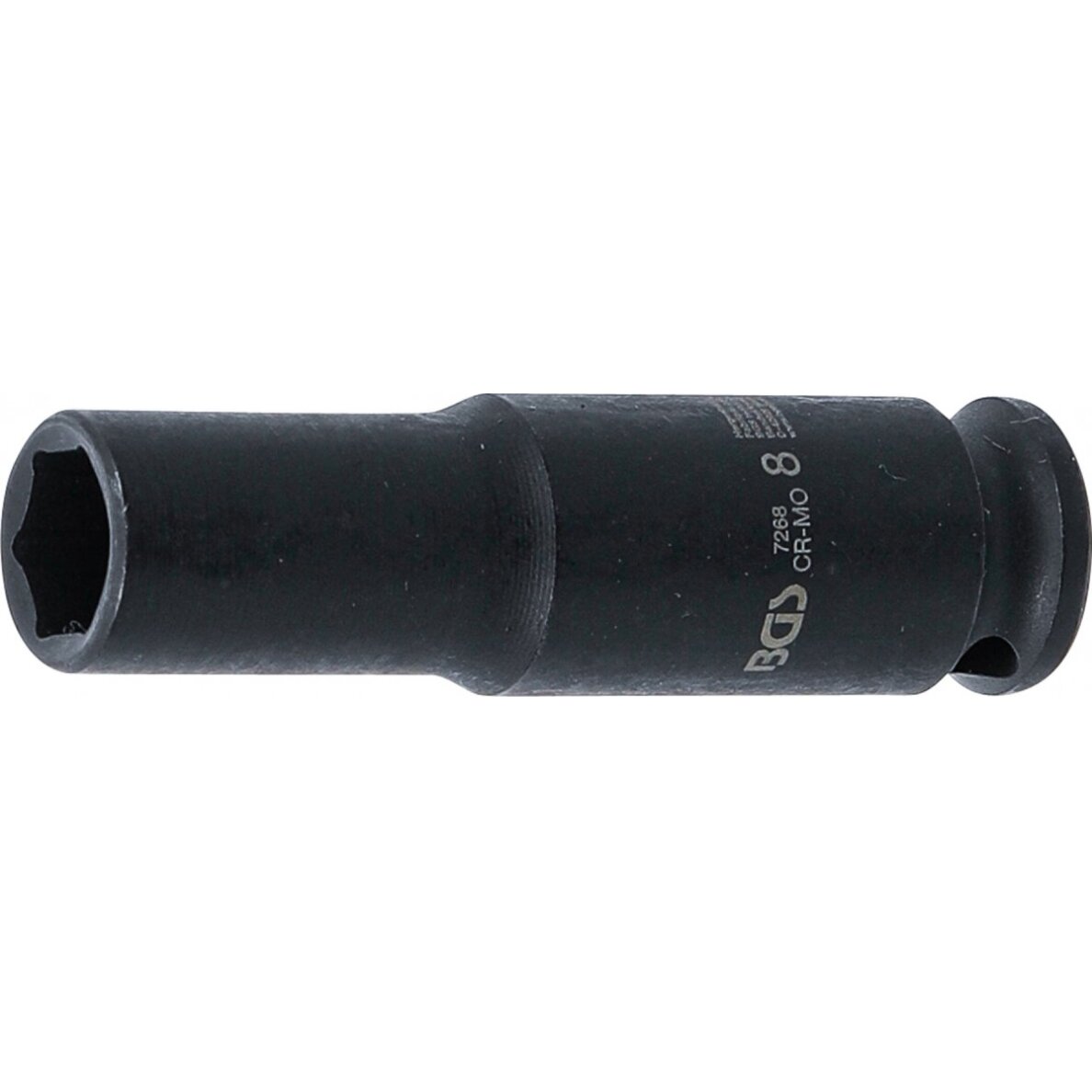Smūginė galvutė ilga | šešiakampė | 6,3 mm (1/4") | 8 mm (7268) Smūginė galvutė ilga | šešiakampė | 6,3 mm (1/4") | 8 mm (7268)