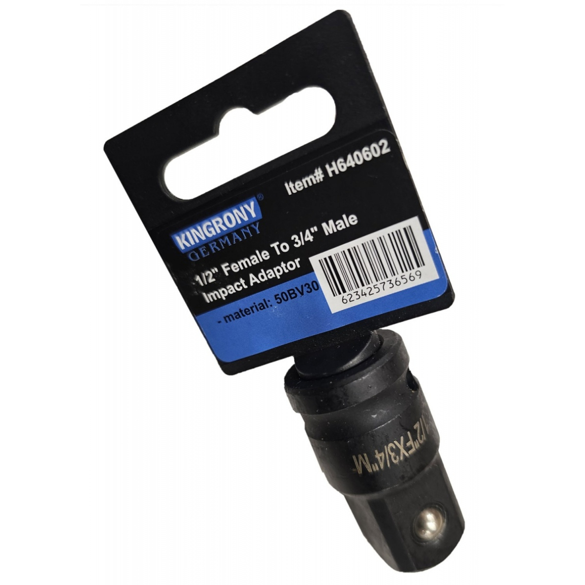 Smūginis adapteris | vidinis kvadratas 12,5 mm (1/2") - išorinis kvadratas 20 mm (3/4") (H640602) 1 Smūginis adapteris | vidinis kvadratas 12,5 mm (1/2") - išorinis kvadratas 20 mm (3/4") (H640602) 1