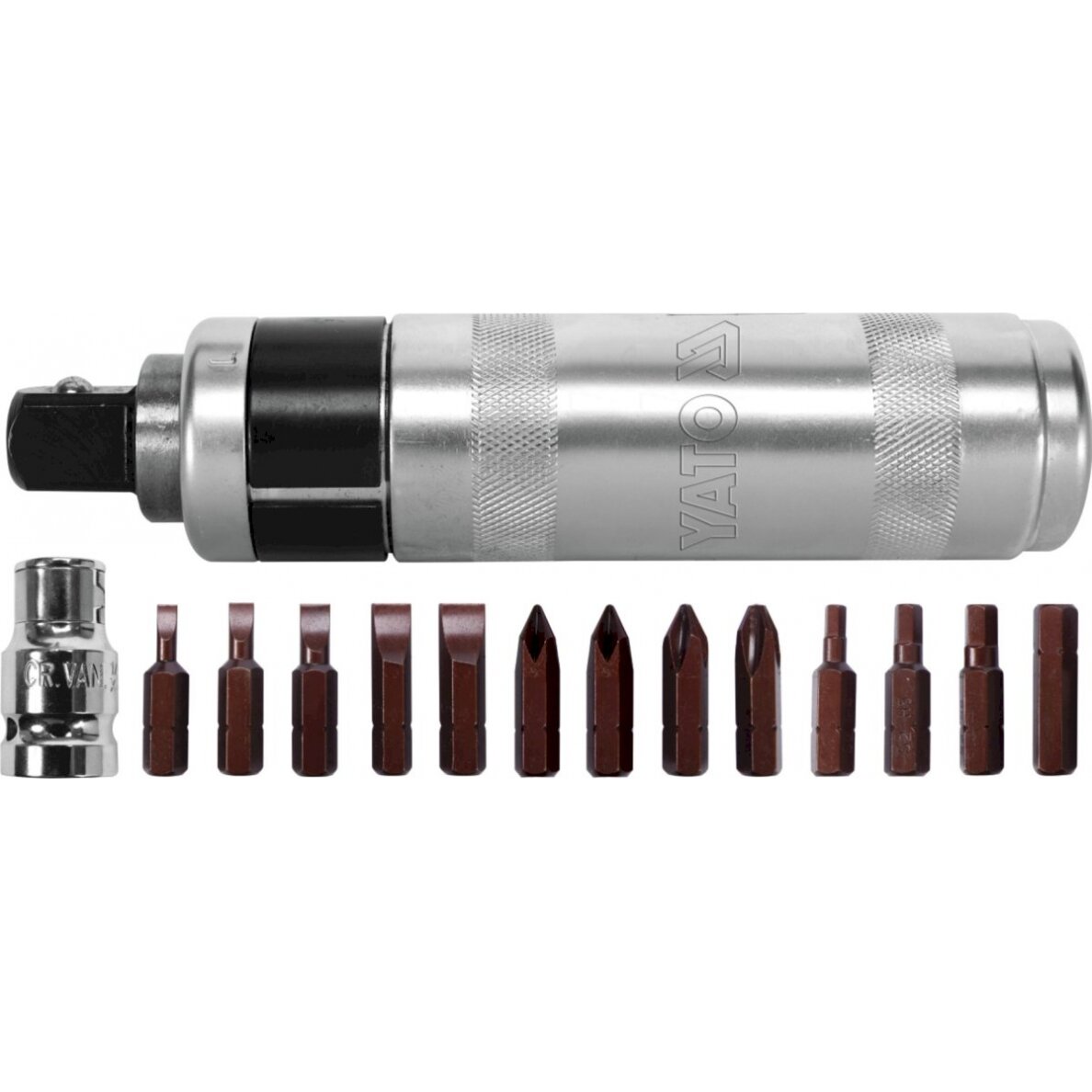 Smūginis atsuktuvas su magnetiniais antgaliais | 15 vnt. (YT-28015) Smūginis atsuktuvas su magnetiniais antgaliais | 15 vnt. (YT-28015)