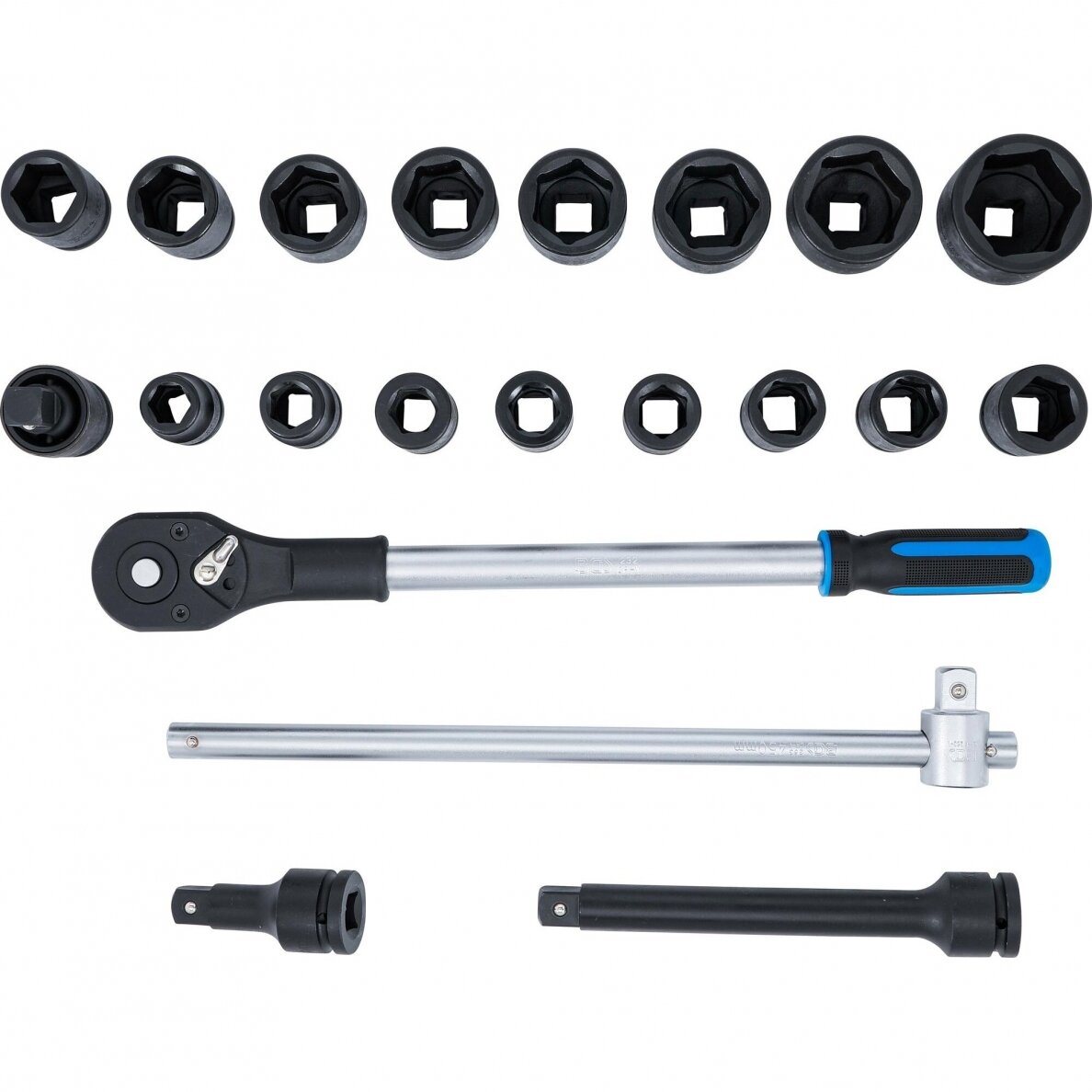 Smūginių galvučių ir rakto rinkinys | 20 mm (3/4") | 21 vnt. (5258) 8 Smūginių galvučių ir rakto rinkinys | 20 mm (3/4") | 21 vnt. (5258) 8