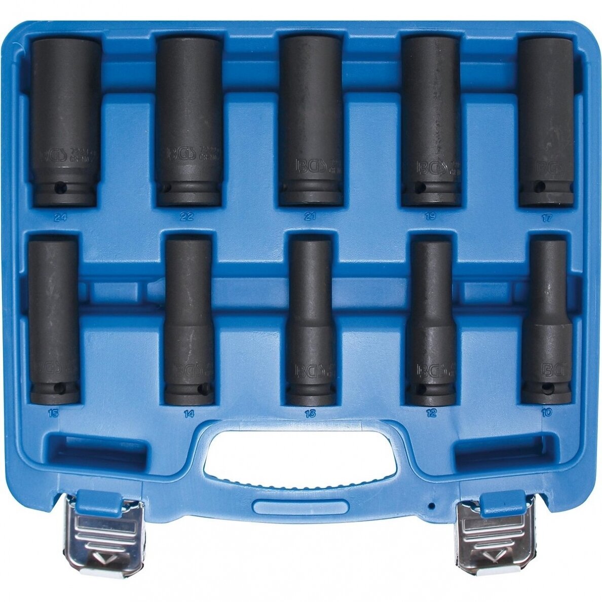 Smūginių ilgų galvučių rinkinys BGS-TECHNIC 1/2" - 10-24 mm, 10 vnt. Smūginių ilgų galvučių rinkinys BGS-TECHNIC 1/2" - 10-24 mm, 10 vnt.