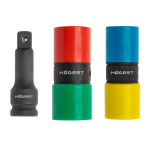 Smūginės galvutės, dvipusės su apsauga 1/2" 6k. / 17-19-21-22mm, HOGER HT4R006 Smūginės galvutės, dvipusės su apsauga 1/2" 6k. / 17-19-21-22mm, HOGER HT4R006