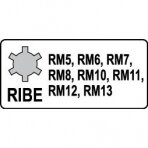 Smūginių antgalių rinkinys Yato (1/2"), Spline (Ribe) M5 - M13, 9 vnt.