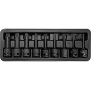 Smūginiai antgaliai | 12,5 mm (1/2") | T-Star (Torx) T20 - T70 | 9 vnt (YT-10654) Smūginiai antgaliai | 12,5 mm (1/2") | T-Star (Torx) T20 - T70 | 9 vnt (YT-10654)