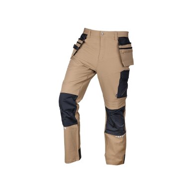 Smėlio/juodos, „Mix&Match“ darbo kelnės, 4 kryptimis tempiamos, dydis XL