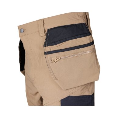 Smėlio/juodos, „Mix&Match“ darbo kelnės, 4 kryptimis tempiamos, dydis XXL 5