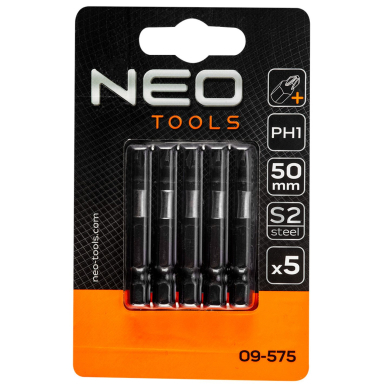 Smūginiai antgaliukai S2, 50 mm, PH1 - 5 vnt. 1 Smūginiai antgaliukai S2, 50 mm, PH1 - 5 vnt. 1