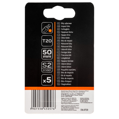 Smūginiai antgaliukai S2, 50 mm, T20 - 5 vnt. 2 Smūginiai antgaliukai S2, 50 mm, T20 - 5 vnt. 2