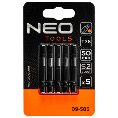 Smūginiai antgaliukai S2, 50 mm, T25 - 5 vnt. 1 Smūginiai antgaliukai S2, 50 mm, T25 - 5 vnt. 1