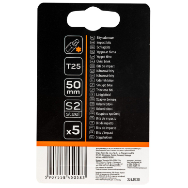 Smūginiai antgaliukai S2, 50 mm, T25 - 5 vnt. 2 Smūginiai antgaliukai S2, 50 mm, T25 - 5 vnt. 2