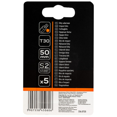 Smūginiai antgaliukai S2, 50 mm, T30 - 5 vnt. 2 Smūginiai antgaliukai S2, 50 mm, T30 - 5 vnt. 2