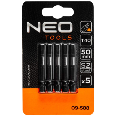 Smūginiai antgaliukai S2, 50 mm, T40 - 5 vnt. 1 Smūginiai antgaliukai S2, 50 mm, T40 - 5 vnt. 1