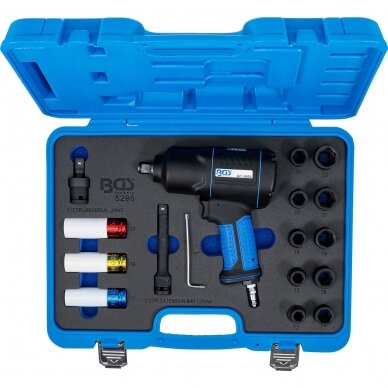 Pneumatinis smūginis veržliasukis Bgs-technic 1/2", 1200Nm + priedų komplektas 2 Pneumatinis smūginis veržliasukis Bgs-technic 1/2", 1200Nm + priedų komplektas 2