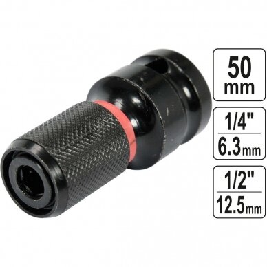Smūginis adapteris vežliasukiams iš 1/2'' į 1/4", Yato YT-04691 Smūginis adapteris vežliasukiams iš 1/2'' į 1/4", Yato YT-04691