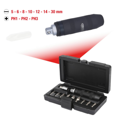 Smūginis atsuktuvas su antgalias, komplektas 11 dalių, KS Tools 1