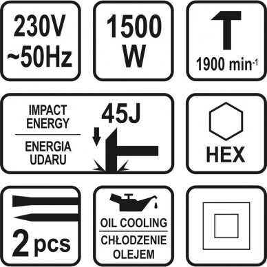 Smūginis griovimo plaktukas Sthor 45J 1500W 5 Smūginis griovimo plaktukas Sthor 45J 1500W 5