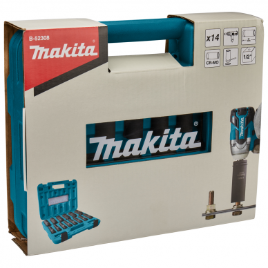 Smūginių sukimo antgalių komplektas Makita B-52308, 14 vnt., 1/2" 3 Smūginių sukimo antgalių komplektas Makita B-52308, 14 vnt., 1/2" 3