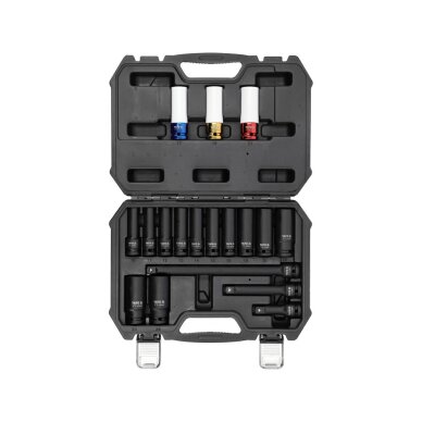 Smūginių ilgų ir plonasienių galvučių rinkinys | CR-MO | 18 vnt. (YT-10566) 1 Smūginių ilgų ir plonasienių galvučių rinkinys | CR-MO | 18 vnt. (YT-10566) 1