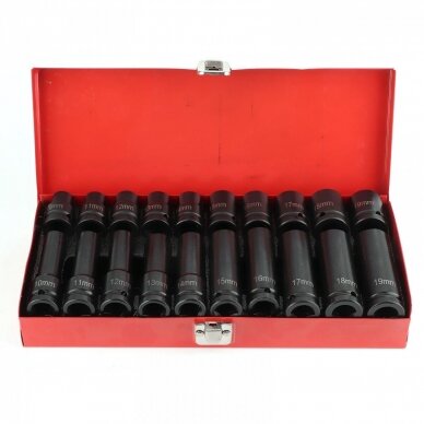 Smūginių ilgų ir trumpų galvučių rinkinys Essen tools 10-19mm, 20 vnt., 1/2'' Smūginių ilgų ir trumpų galvučių rinkinys Essen tools 10-19mm, 20 vnt., 1/2''