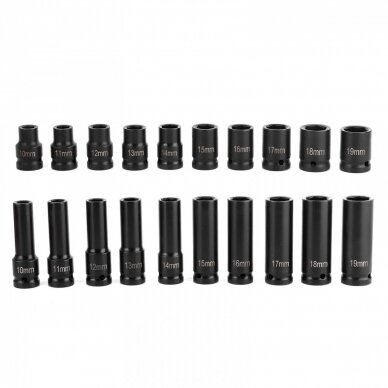 Smūginių ilgų ir trumpų galvučių rinkinys Essen tools 10-19mm, 20 vnt., 1/2'' 2