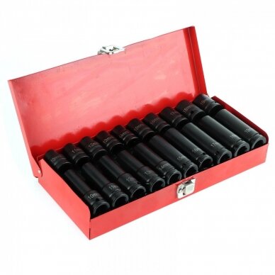 Smūginių ilgų ir trumpų galvučių rinkinys Essen tools 10-19mm, 20 vnt., 1/2'' 1 Smūginių ilgų ir trumpų galvučių rinkinys Essen tools 10-19mm, 20 vnt., 1/2'' 1