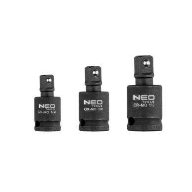 Smūginių jungčių rinkinys 3 vnt., 1/4", 3/8", 1/2". Smūginių jungčių rinkinys 3 vnt., 1/4", 3/8", 1/2".