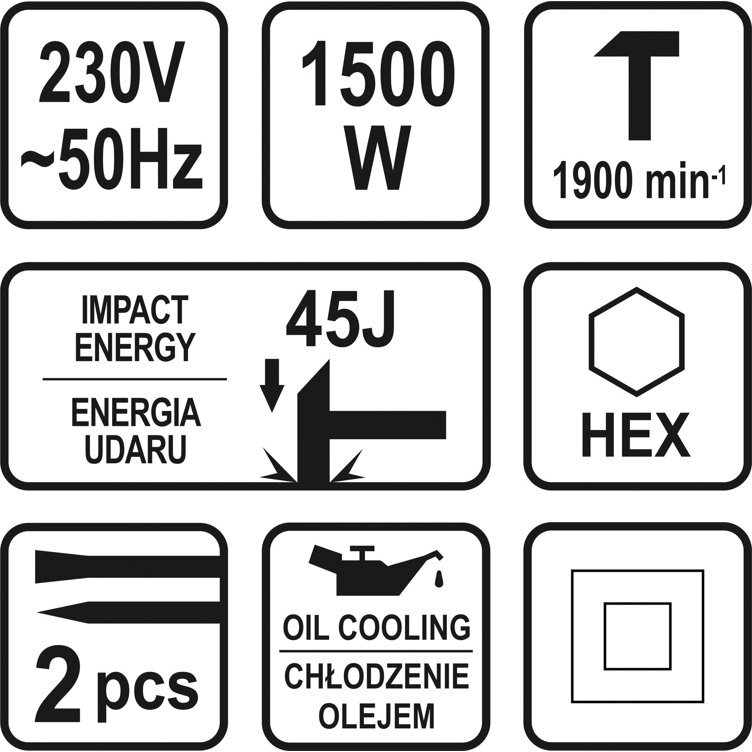 Smūginis griovimo plaktukas Sthor 45J 1500W 5 Smūginis griovimo plaktukas Sthor 45J 1500W 5
