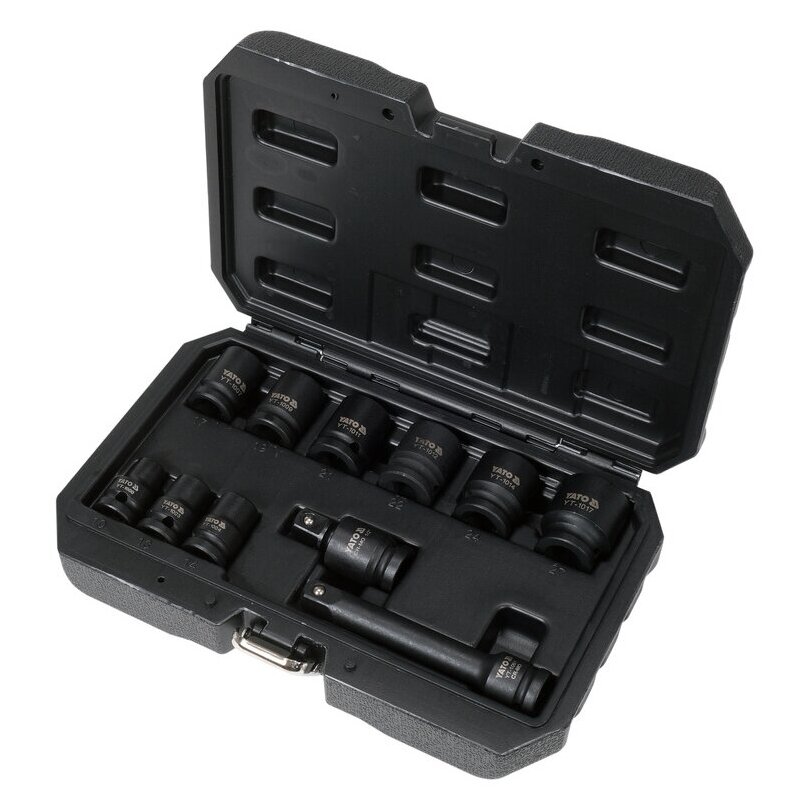 Smūginių galvučių rinkinys | su aksesuarais | 12,5 mm (1/2") | 11 vnt (YT-10255)