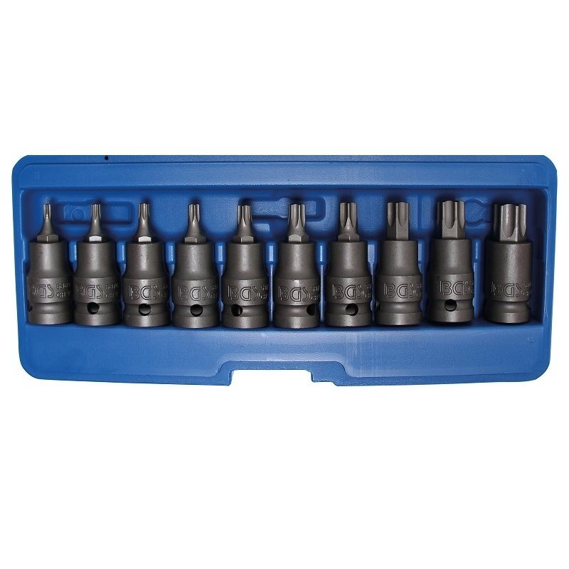 Smūginiai antgaliai BGS-TECHNIC (1/2"), T-Star (Torx) T20 - T70, 10 vnt 1 Smūginiai antgaliai BGS-TECHNIC (1/2"), T-Star (Torx) T20 - T70, 10 vnt 1