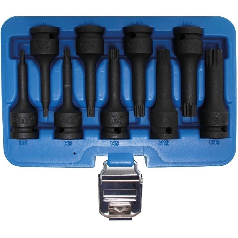 Smūginių antgalių rinkinys BGS-TECHNIC (1/2"), Spline (XZN) M4 - M16, 9 vnt. Smūginių antgalių rinkinys BGS-TECHNIC (1/2"), Spline (XZN) M4 - M16, 9 vnt.