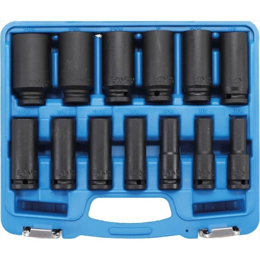 Smūginės galvutės ilgos šešiakampės BGS-TECHNIC (1/2") Coliniai dydžiai 13 vnt. Smūginės galvutės ilgos šešiakampės BGS-TECHNIC (1/2") Coliniai dydžiai 13 vnt.