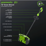 Sniego valytuvas Greenworks SS3002A2, 2X4.0Ah + kroviklis, 48V(2X24V)