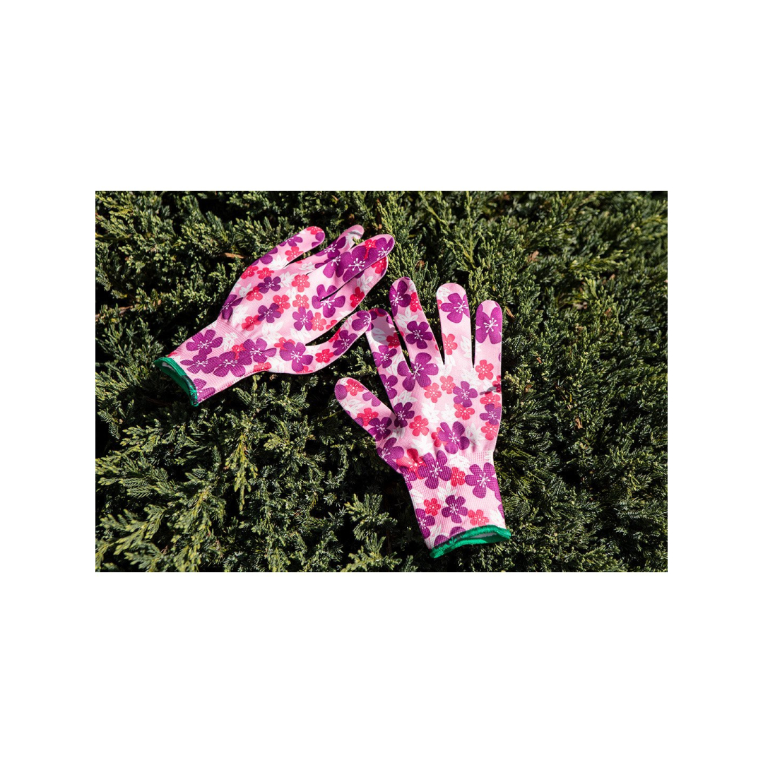 Sodo pirštinės , poliesteris, gėlių raštas, 7 dydžio 3 Sodo pirštinės , poliesteris, gėlių raštas, 7 dydžio 3