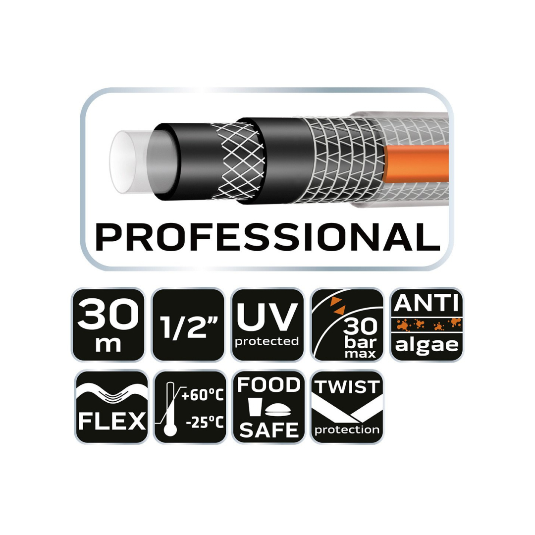 Sodo žarna 1/2" x 30 m,  6 sluoksniai  PROFESSIONAL 8