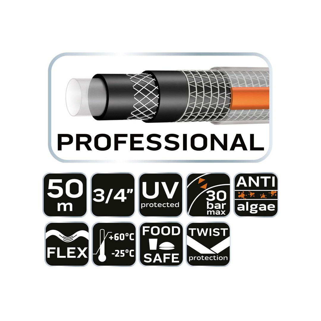 Sodo žarna 3/4" x 50 m,  6 sluoksniai  PROFESSIONAL 8