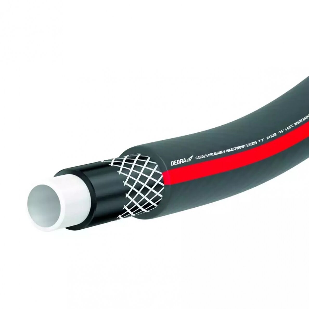 Sodo žarna PREMIUM 1/2"x20m, 4-sluoksniu Dedra 80N721 Sodo žarna PREMIUM 1/2"x20m, 4-sluoksniu Dedra 80N721