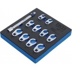 Šoninių raktų rinkinys | Įrankių dėklas 1/6 | 10 mm (3/8") | 10 - 19 mm | 11 vnt. (9817)