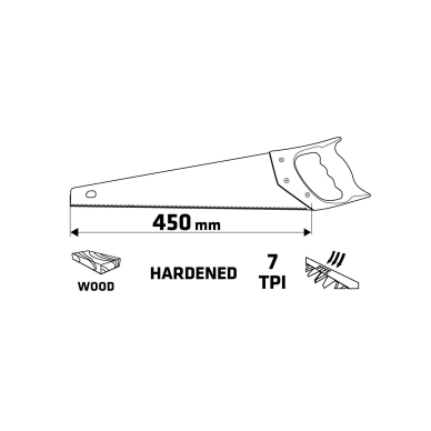 Sodininko pjūklas 450 mm, padengtas PTFE teflonu 3
