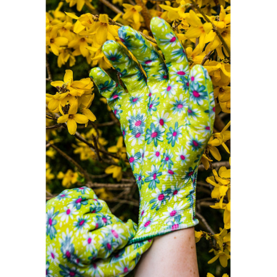 Sodo pirštinės, padengtos nitrilu, gėlių raštu, dydis 8" 5 Sodo pirštinės, padengtos nitrilu, gėlių raštu, dydis 8" 5