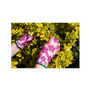 Sodo pirštinės , poliesteris, gėlių raštas, 8 dydžio 5