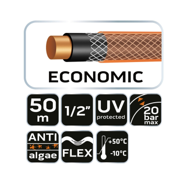 Sodo žarna 1/2" x 50 m,  4 sluoksniai  ECONOMIC 6