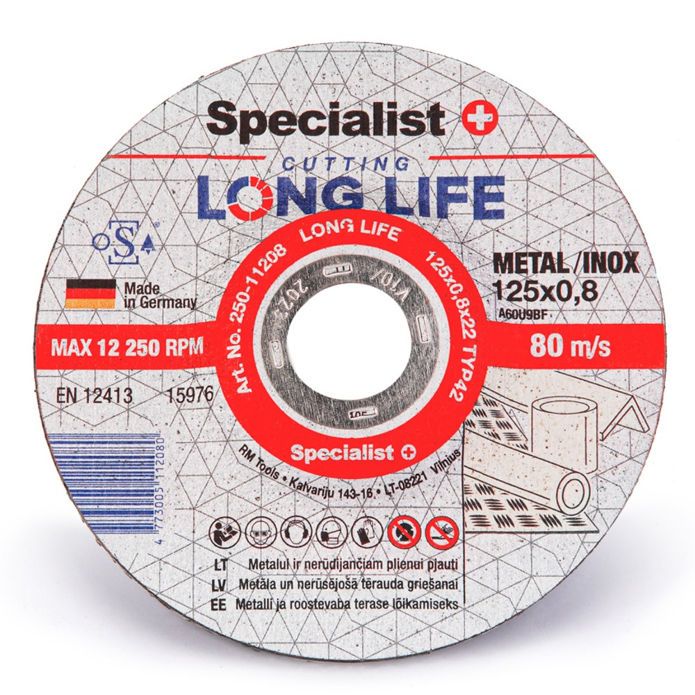 SPECIALIST+ metalo pj.diskas LONG LIFE, 125x0.8x22 mm 4 SPECIALIST+ metalo pj.diskas LONG LIFE, 125x0.8x22 mm 4